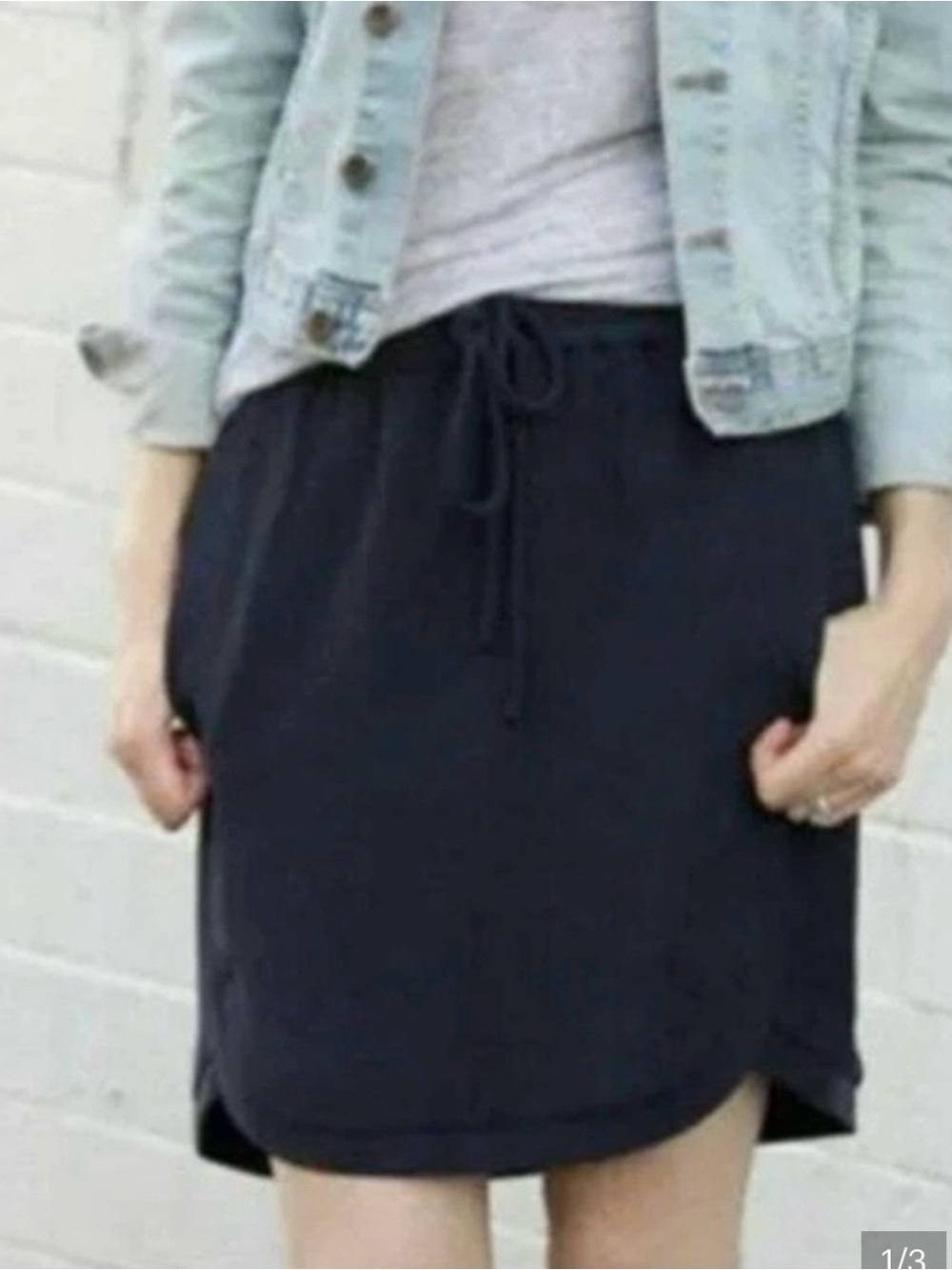 J. Crew navy draw string twill skirt 2